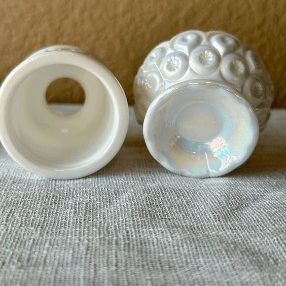 Mini L.E. Smith Mould Moon & Star Courting Fairy Lamp- Milk Glass Carnival - Wei - Picture 4 of 5